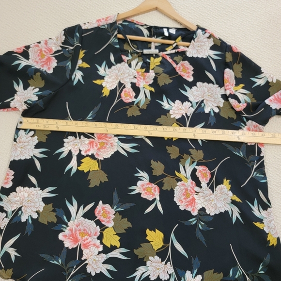 C est. 1946 Floral Black Blouse With Statement Sleeves Size 18 / 20 Ruffle - Picture 9 of 15